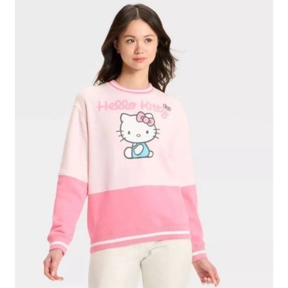 Women's Hello Kitty Colorblock Graphic Sweatshirt‎ - Pink  XS